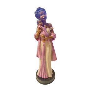 Mother & Child Sculpture Figurine With Pink Dress